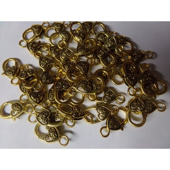 Antique Gold Large Heart Clasps Lot - Picture 1 of 2